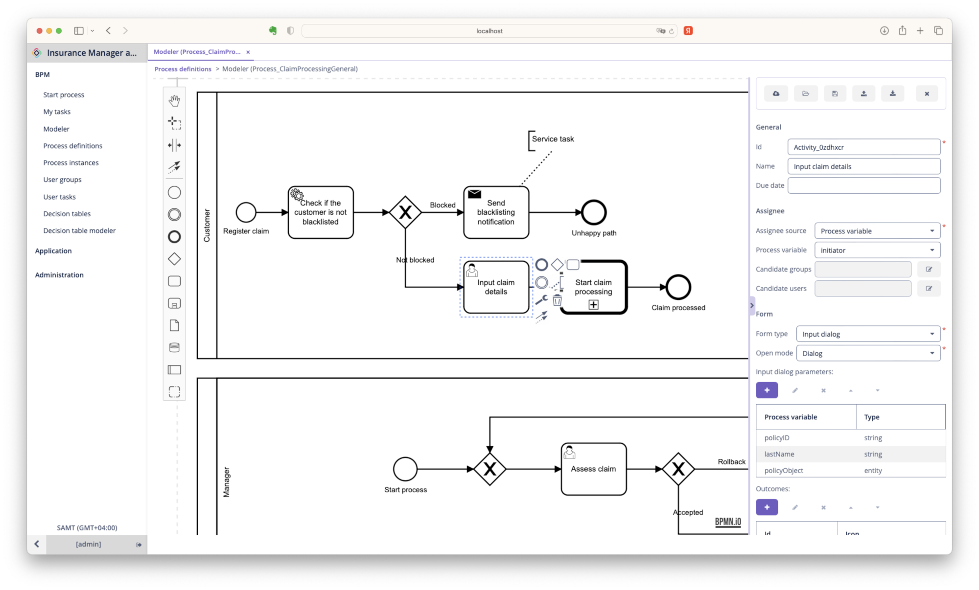 Jmix BPMN designer powered by bpmn-js